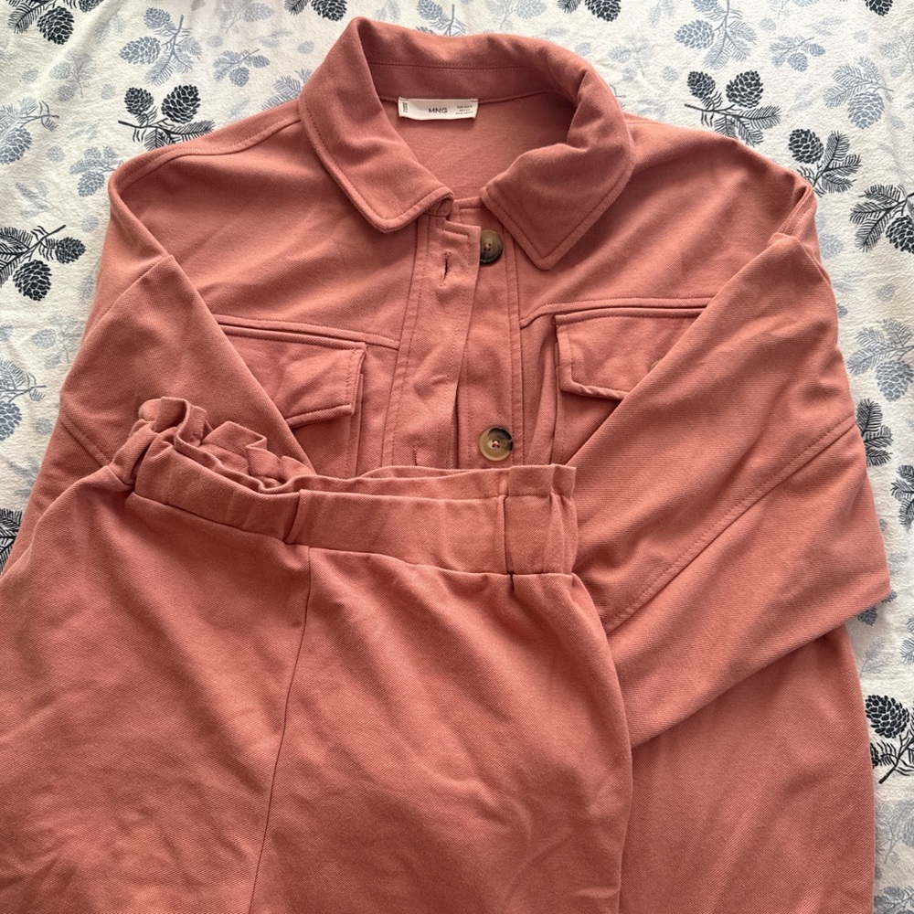 Mango Dusty Pink Collared Jacket and Shorts Set
